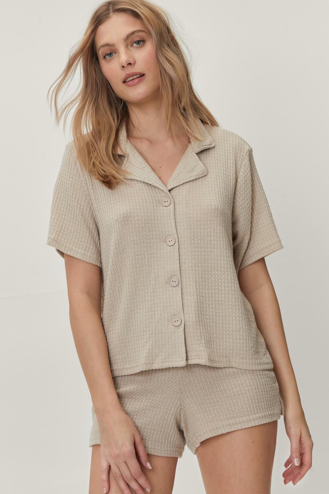 jorden anker Maryanne Jones Waffle Button Down Pyjama Shirt and Shorts Set | Nasty Gal