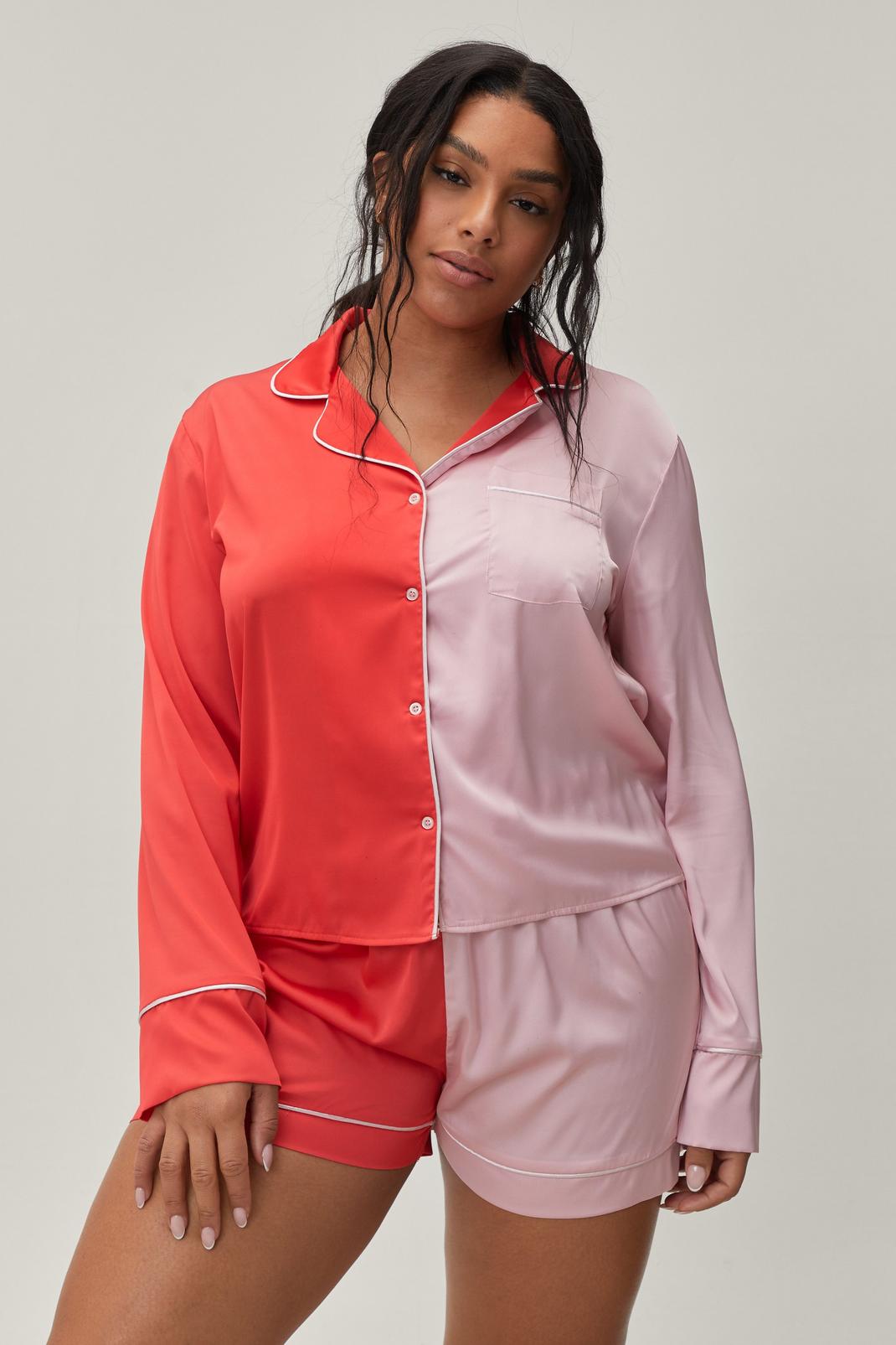 Ensemble pyjama avec chemise et short bicolores - Grande taille, 155 image number 2