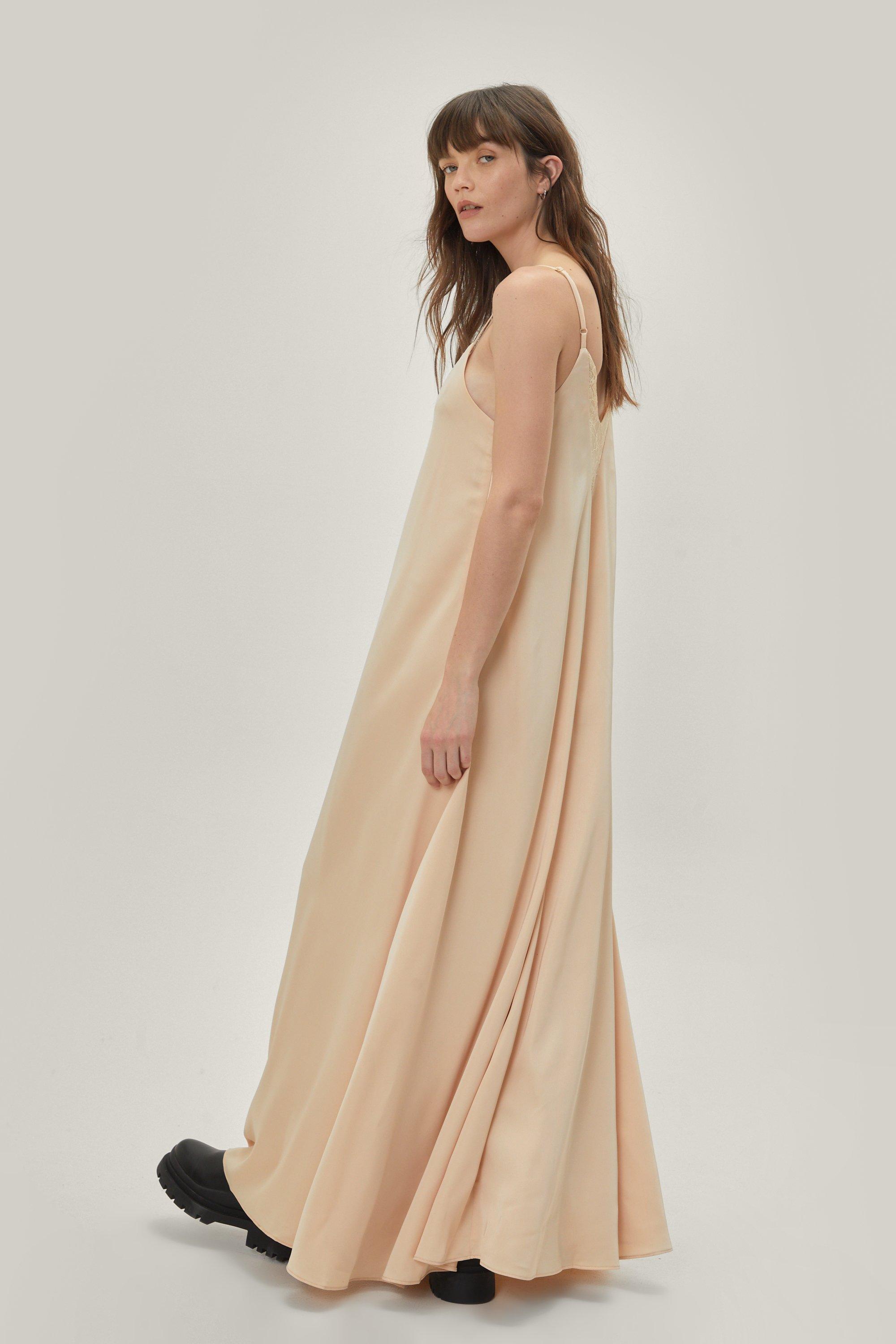 Cowl Neck Metallic Foiled Maxi Slip Dress