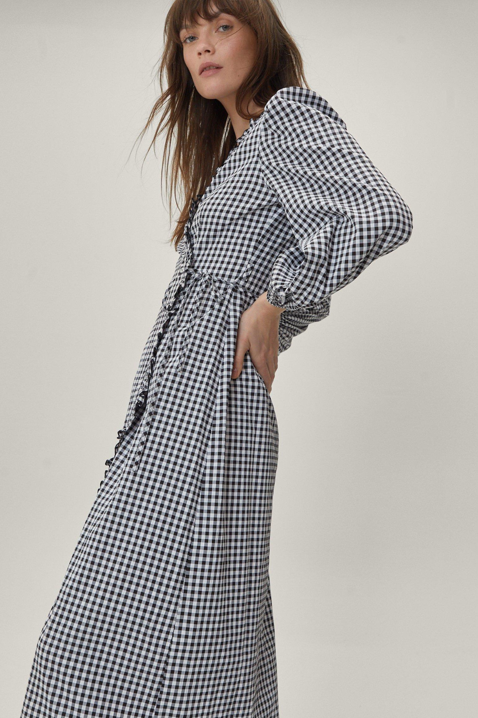 Checkered hotsell wrap dress