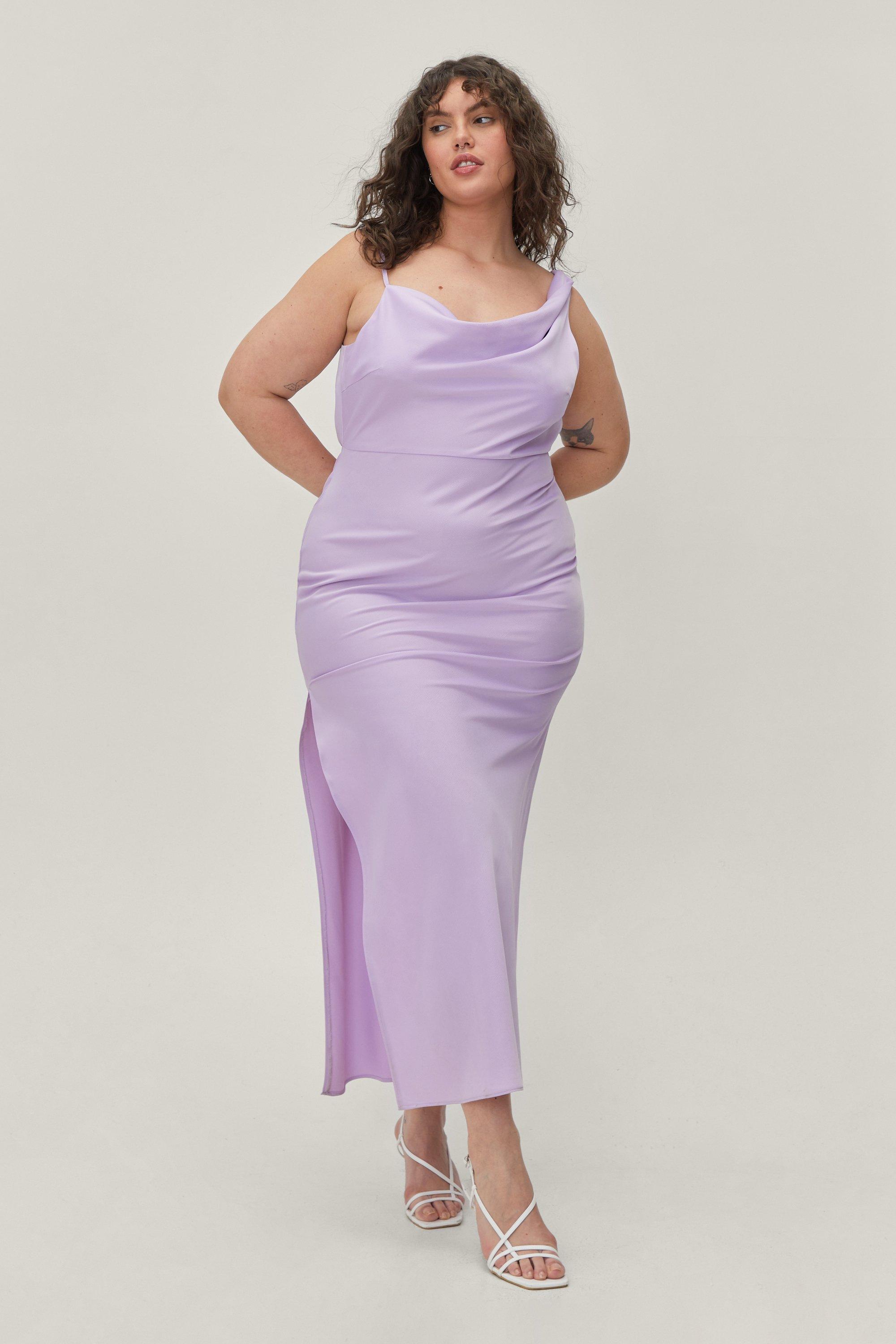 Plus Size Satin Asymmetric Cowl Front Maxi Dress | Nasty Gal