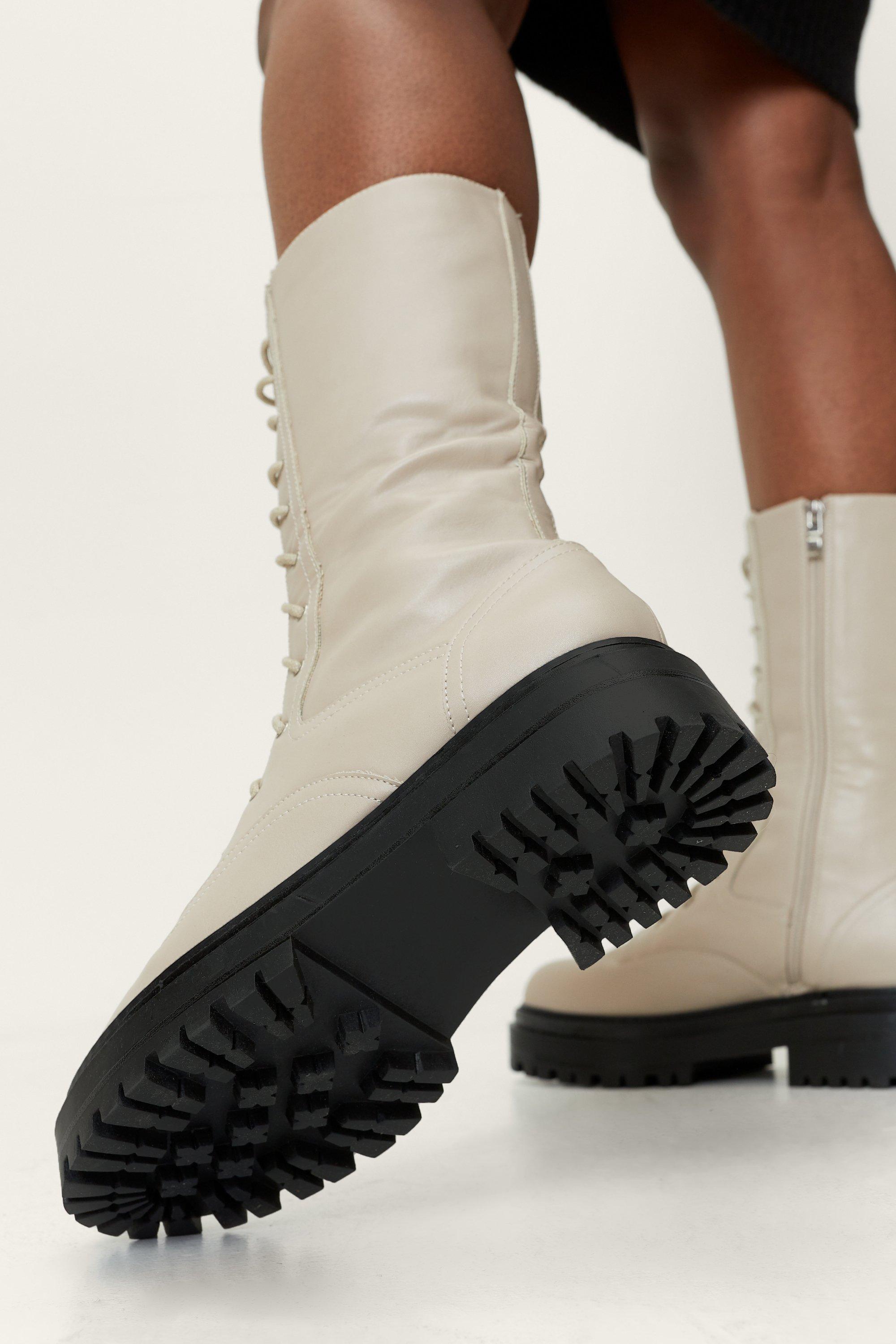 Lace Up Chunky Sole Hiker Boots Nasty Gal