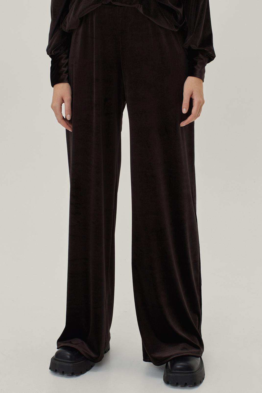 186 Velour Wide Leg High Waisted Pants image number 2
