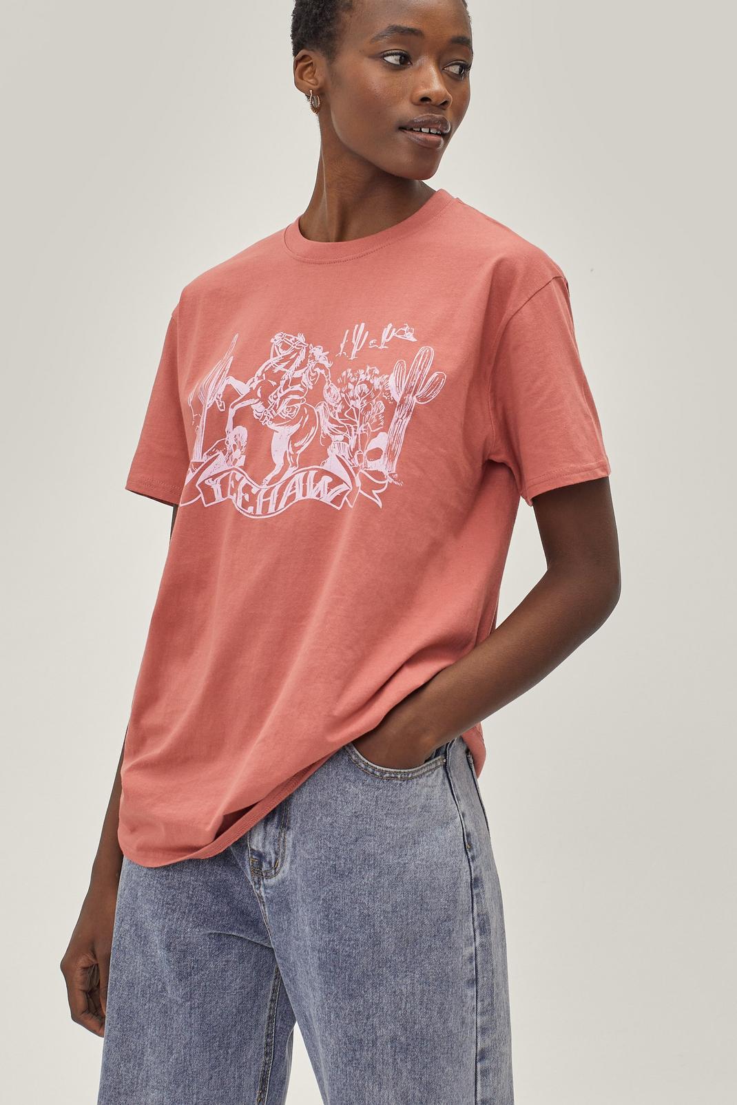 T-shirt ample à imprimé Yeehaw, Rose image number 1