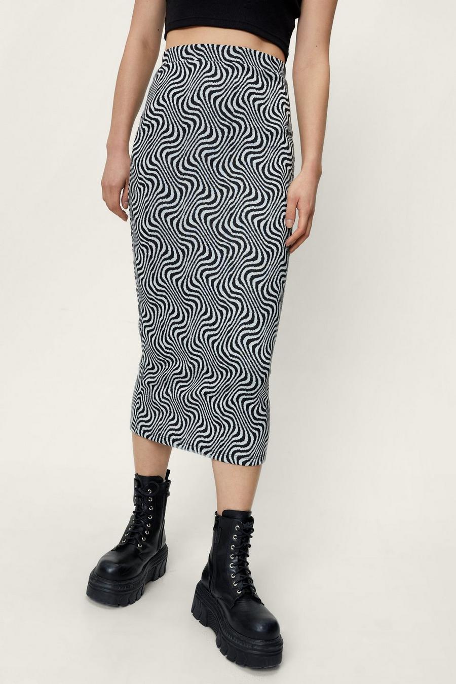 Retro Patterned Midi Skirt