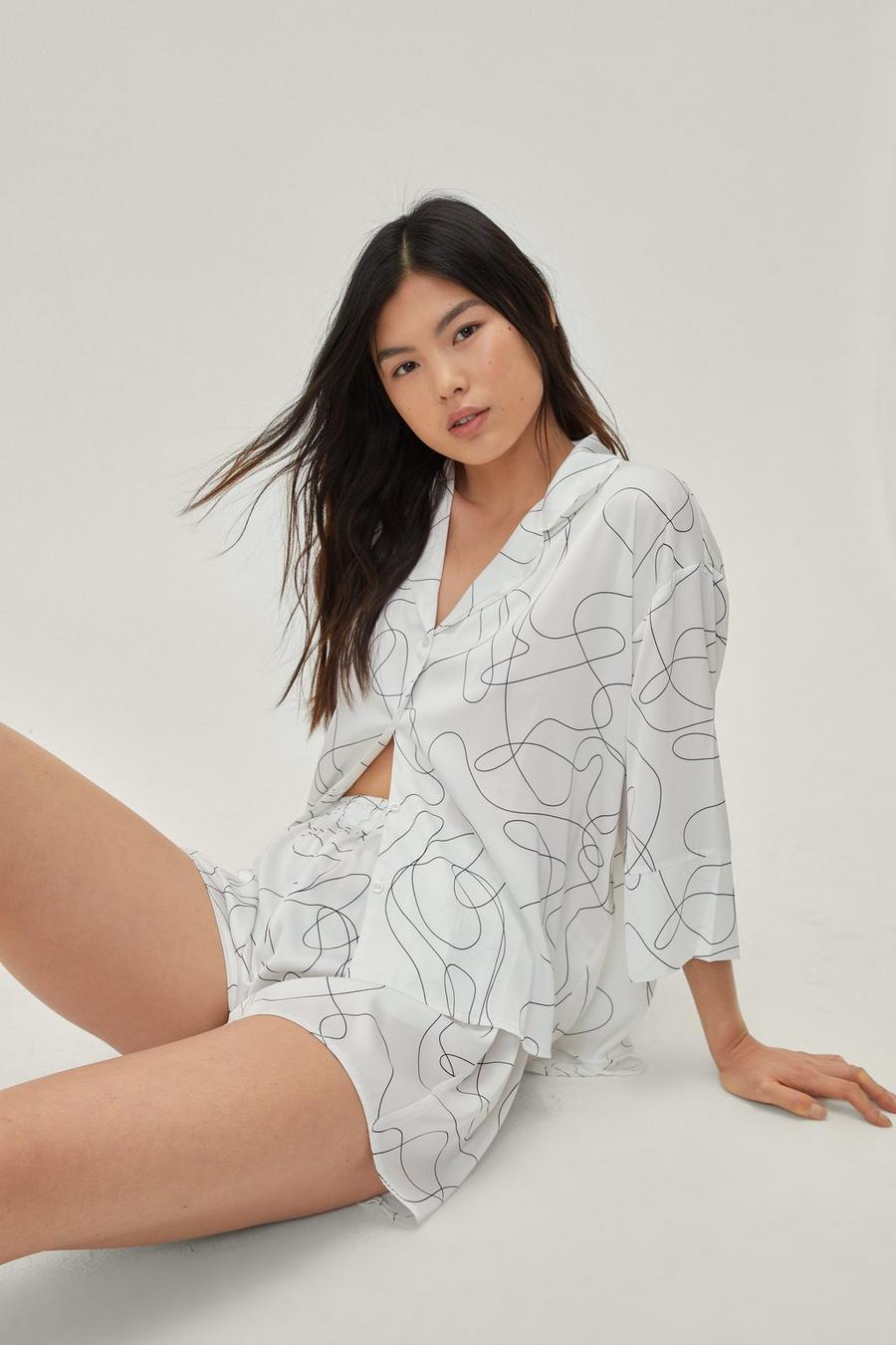 Line Print Boxy Pajama Set