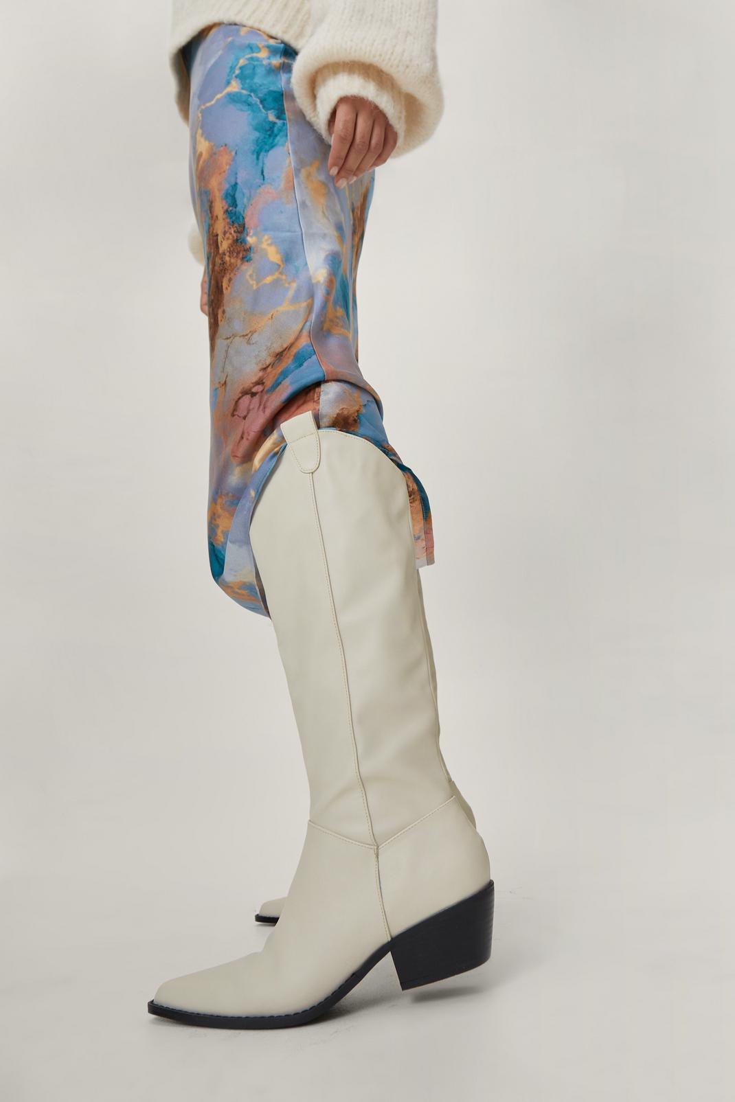 133 Faux Leather Knee High Cowboy Boots image number 2