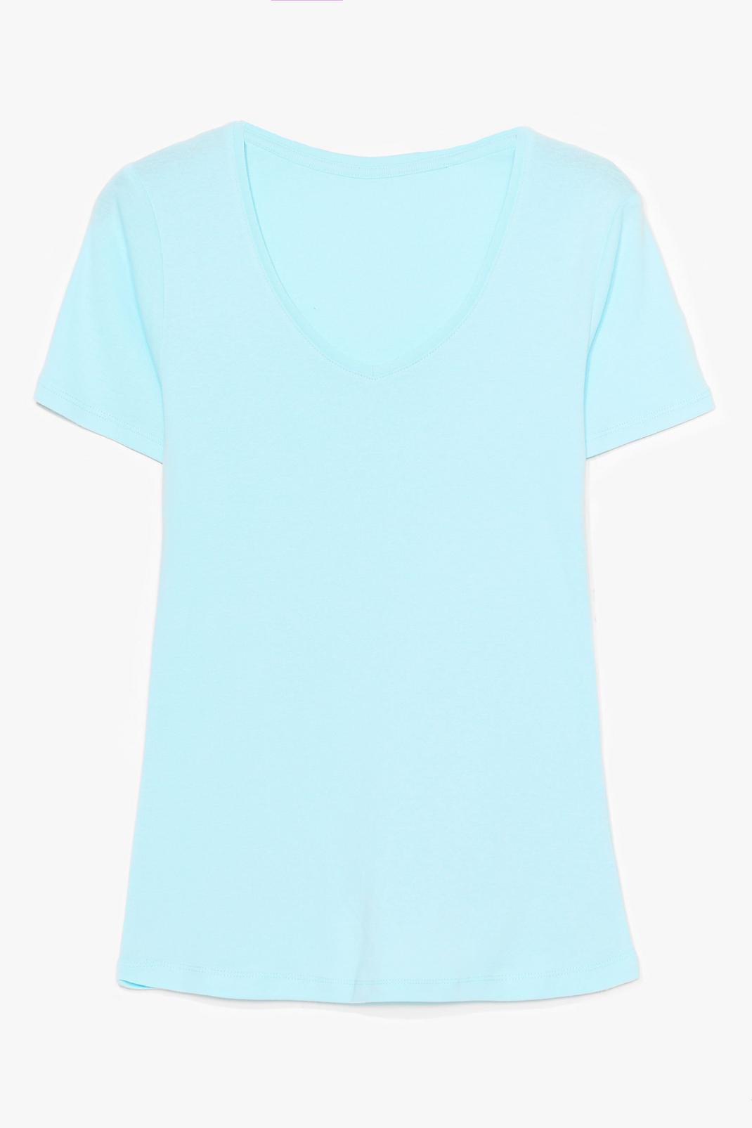 T-shirt en coton à col V, Blue image number 1