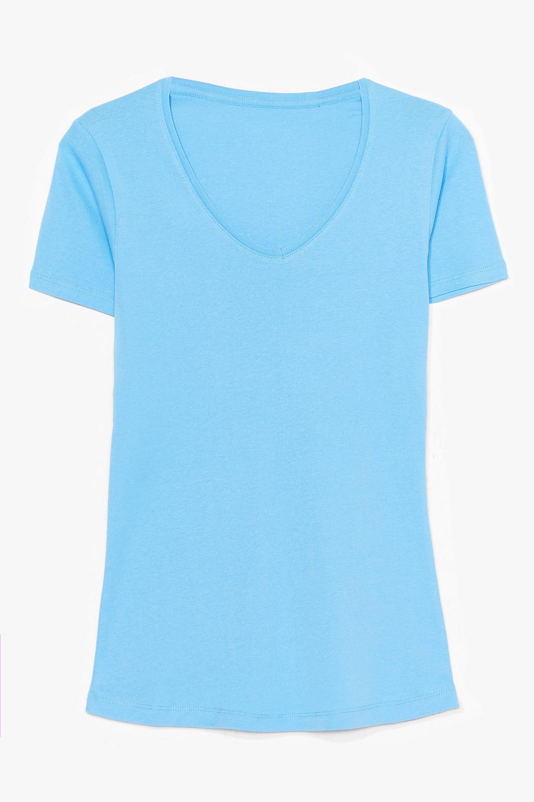 T-shirt en coton à col V, Bluebell image number 1