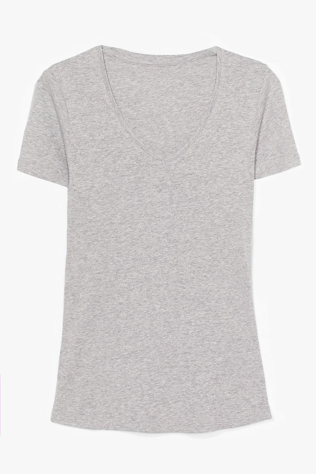 Grey V Neck Short Sleeve T-Shirt image number 1