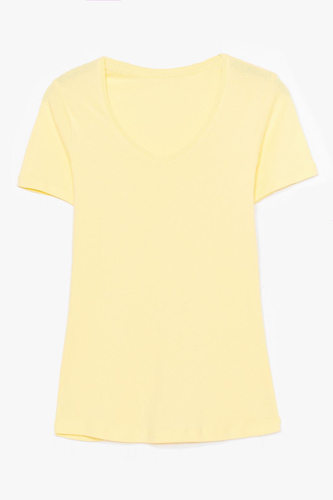T-shirt en coton à col V, Lemon image number 1