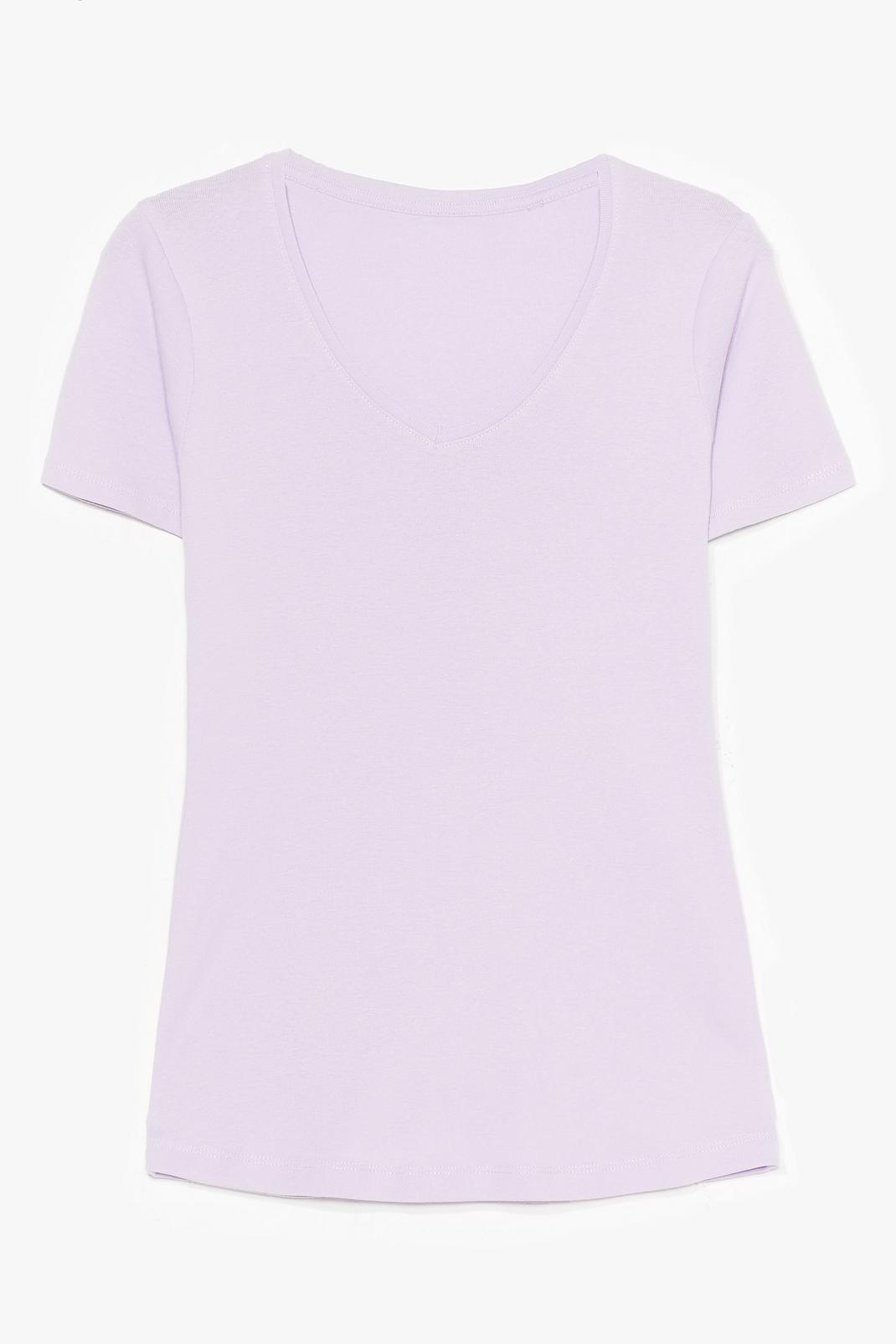 T-shirt en coton à col V, Lilac image number 1