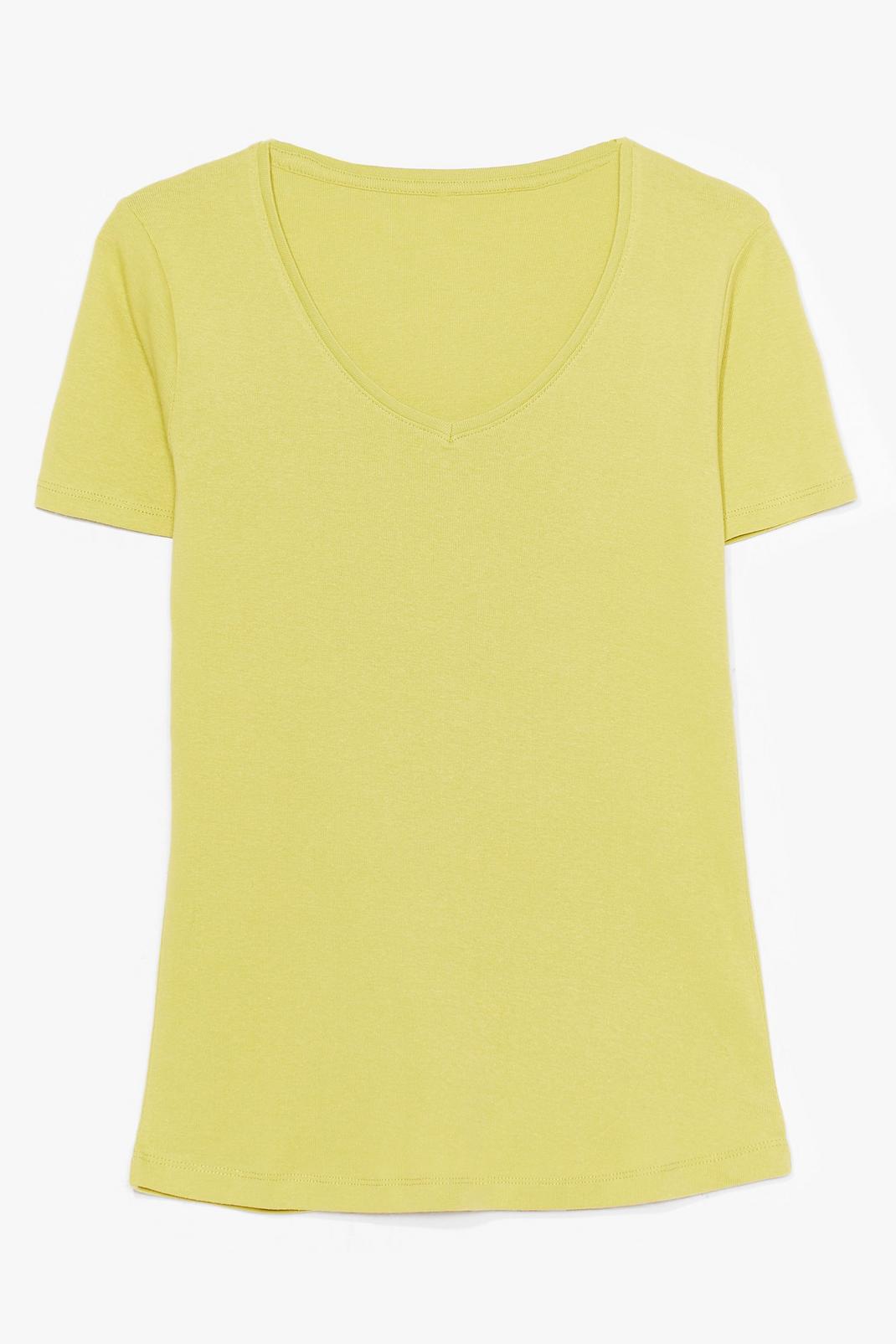 T-shirt en coton à col V, Lime image number 1