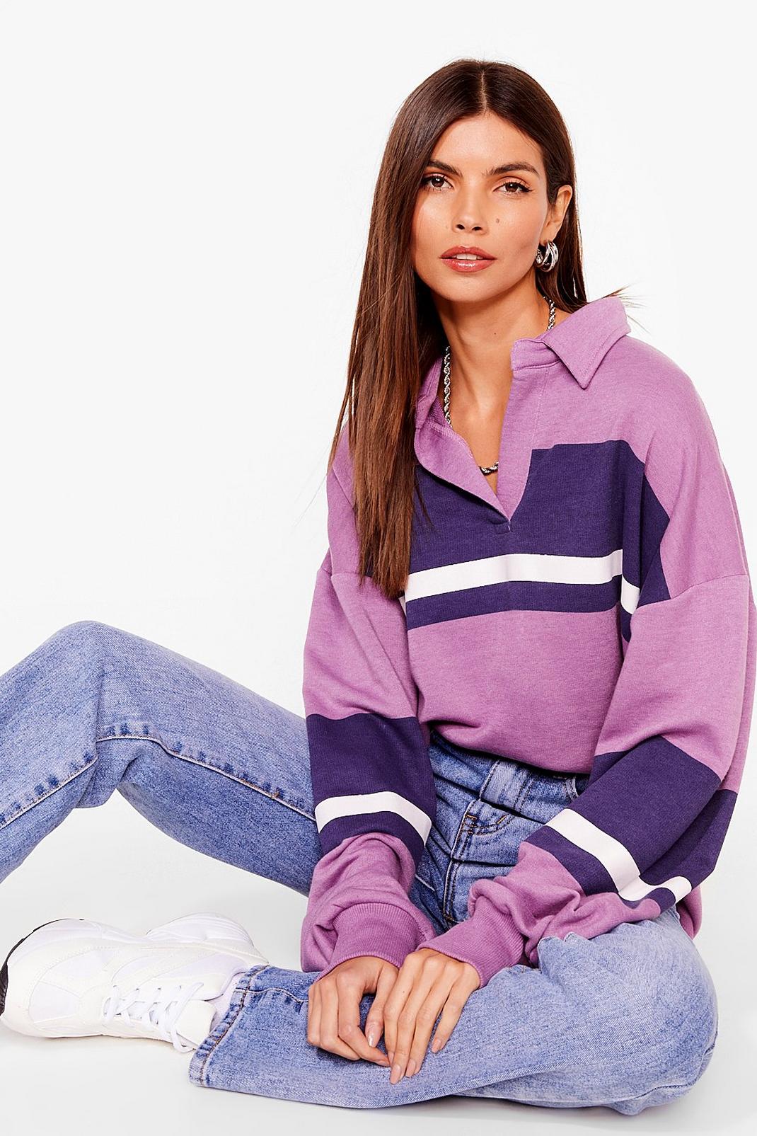 Lay It on the Line Oversized Striped Sweatshirt image number 1
