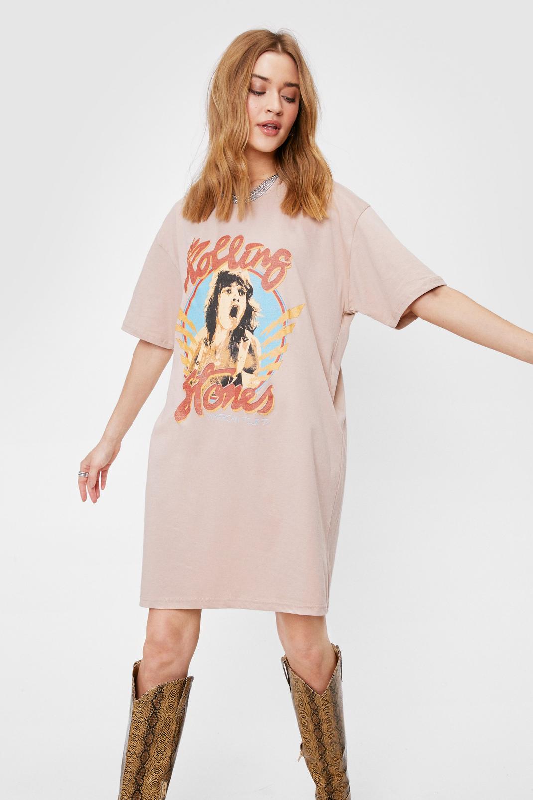 Natural The Rolling Stones Band T-Shirt Dress image number 1