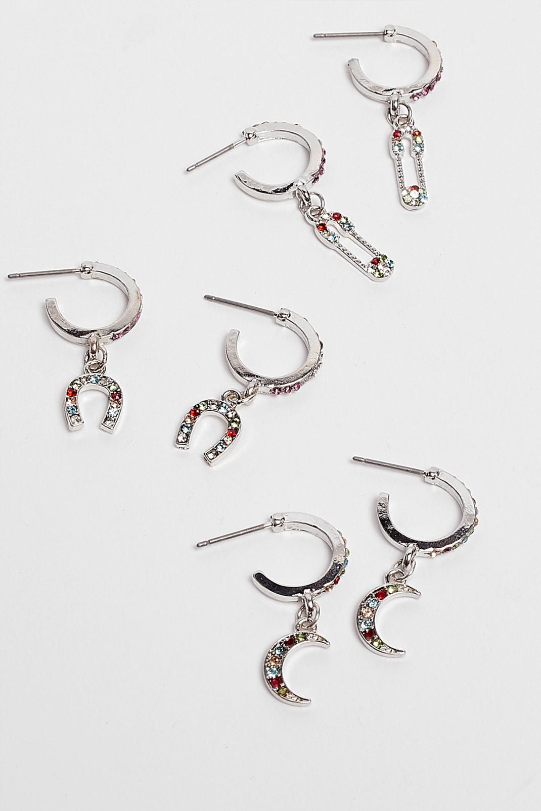 Silver Bling the Action 3-Pc Hoop Earring Set image number 1