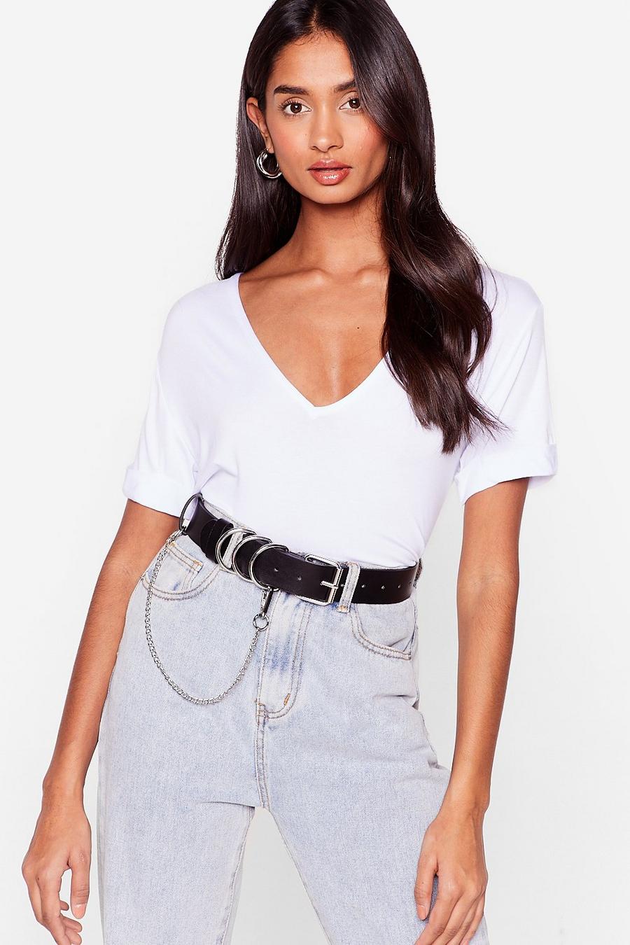 Faux Leather D-Ring Chain Belt
