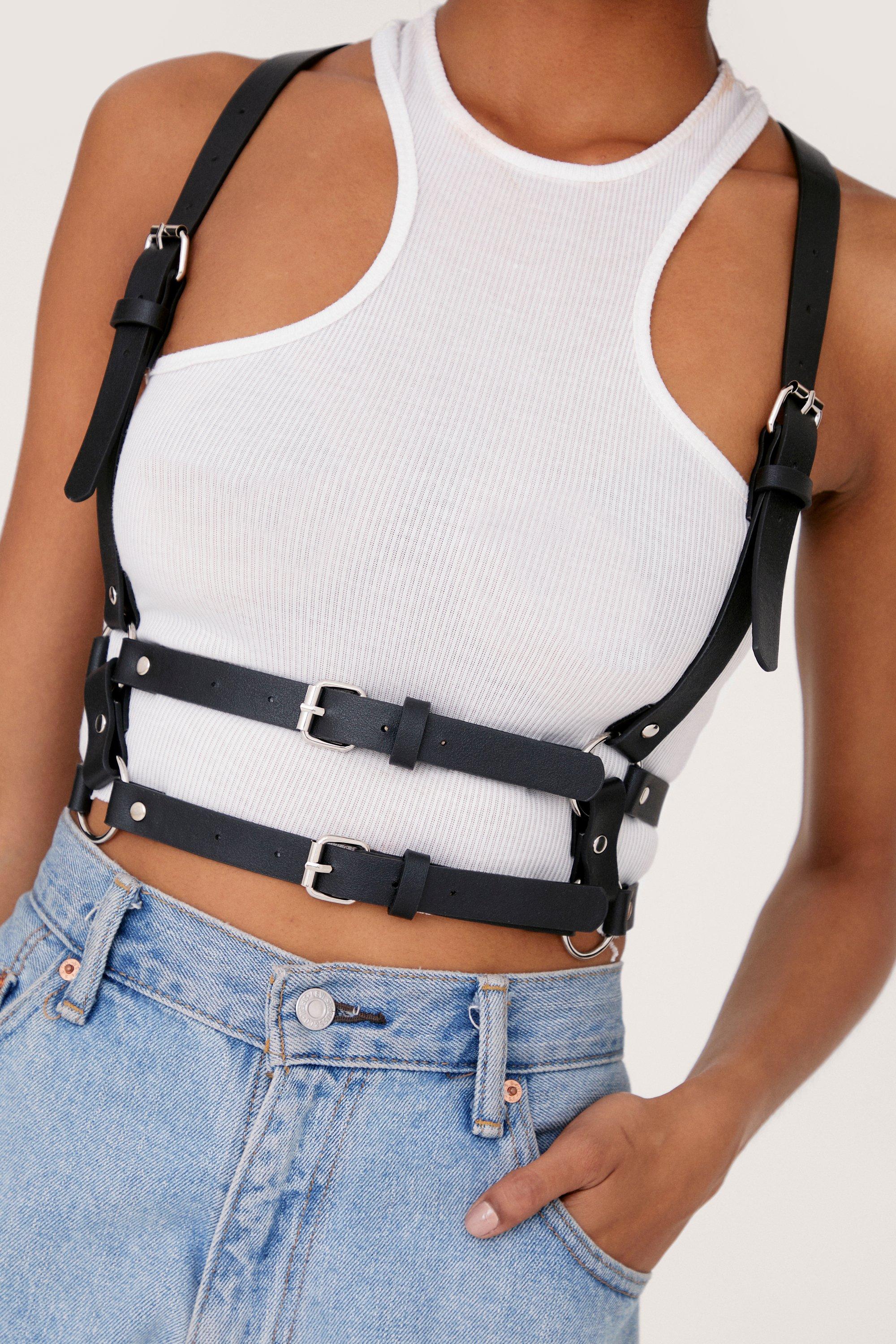 Strappy O Ring Faux Leather Harness Belt