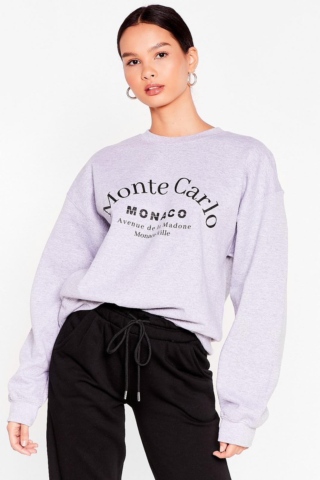 Grey marl Monte Carlo Slouchy Graphic Sweatshirt image number 1