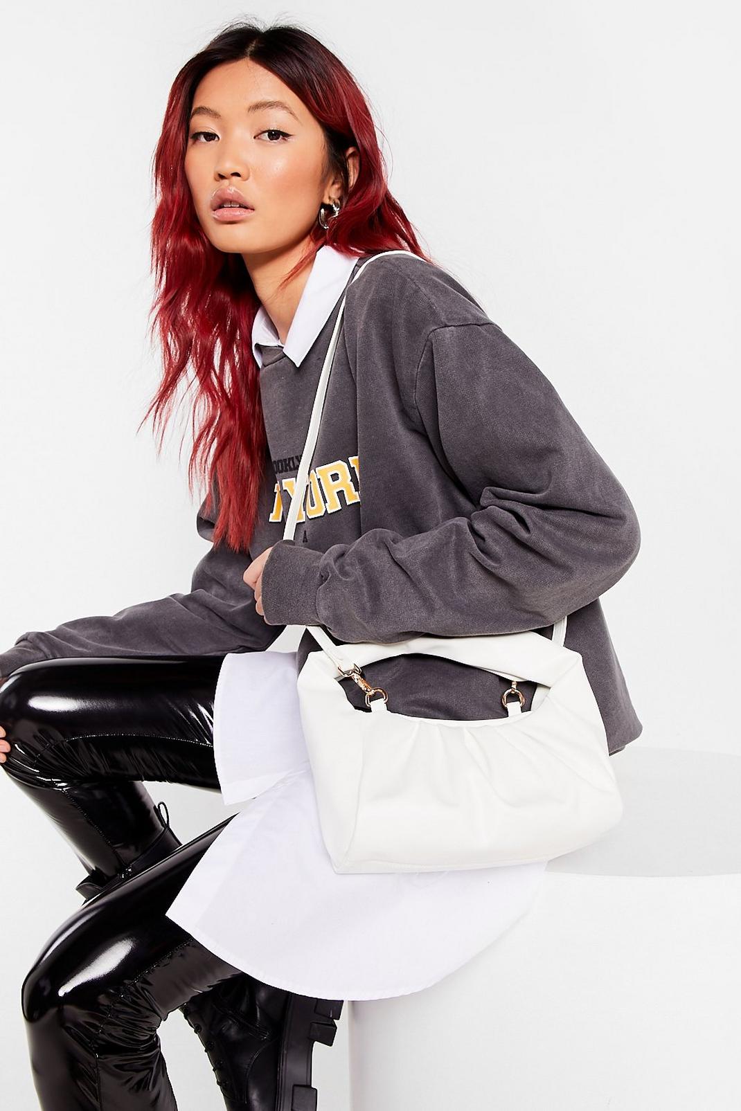 White WANT Faux Leather Slouchy Shoulder Bag image number 1