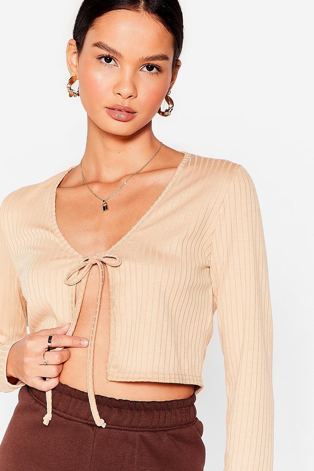 Stone Tie It Out Ribbed Crop Top image number 1