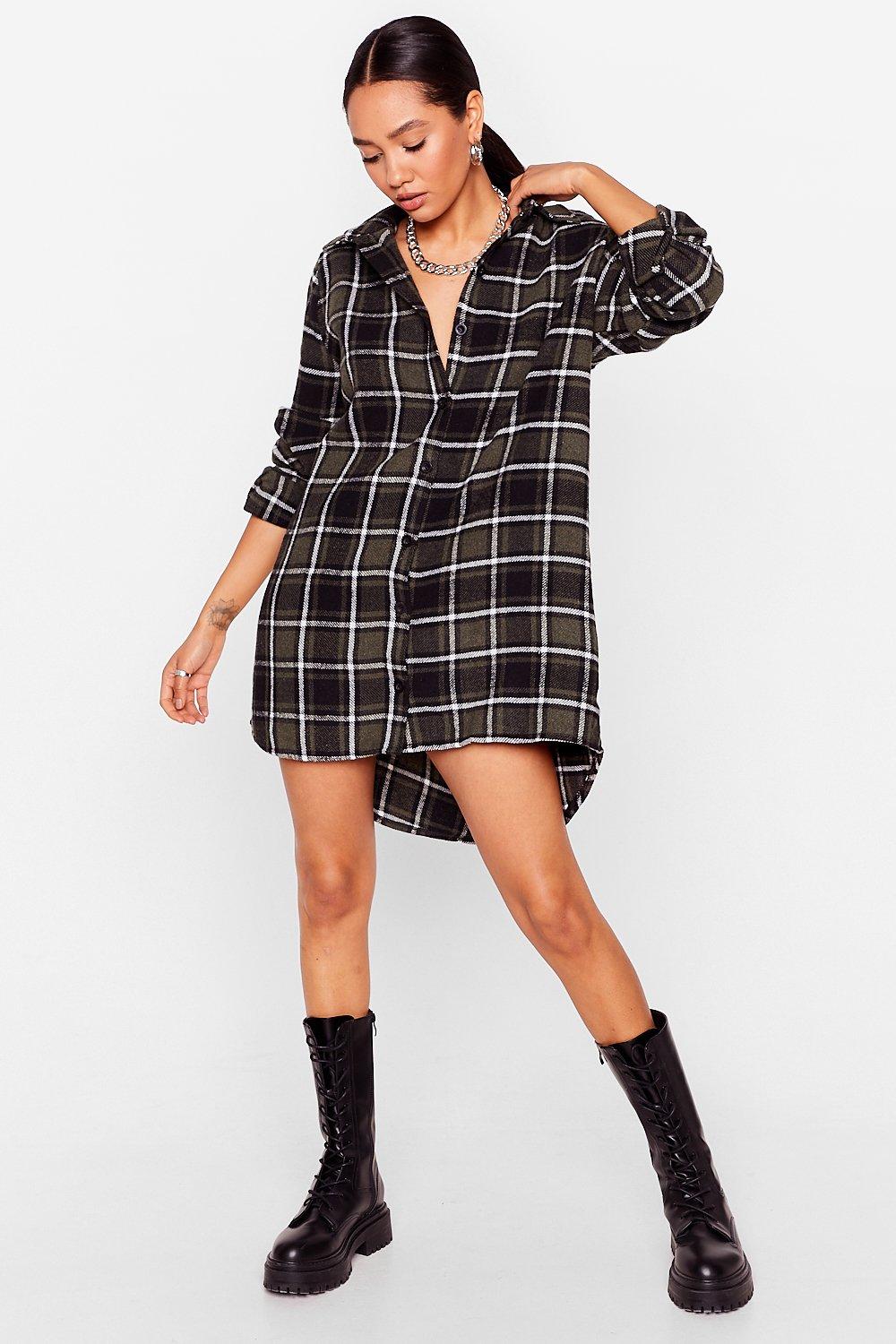 petite plaid shirt dress