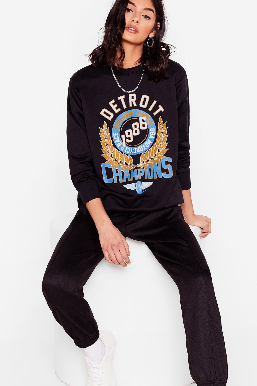 Black Detroit Champions Relaxed Graphic Sweatshirt image number 1