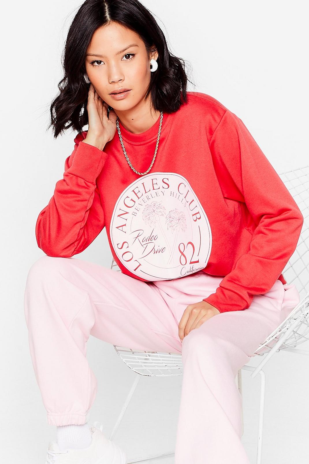 Red Oversized Rodeo Drive Graphic Sweatshirt image number 1