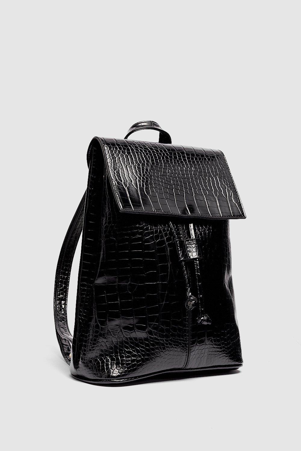 Croc Patent Faux Leather Backpack Nasty Gal