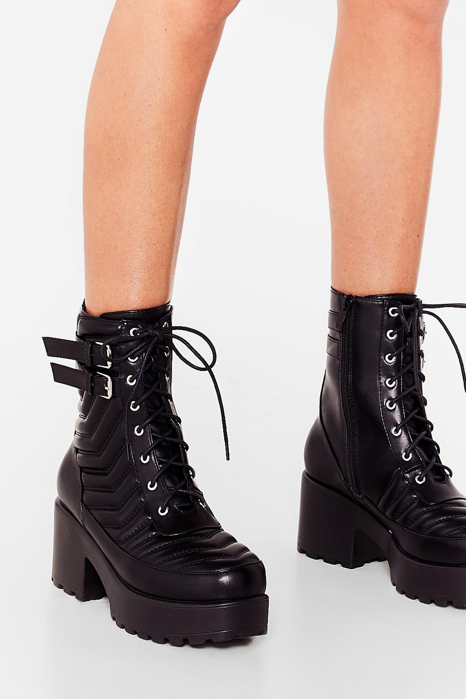 Chunky Faux Leather Quilted Ankle Boots | Nasty Gal