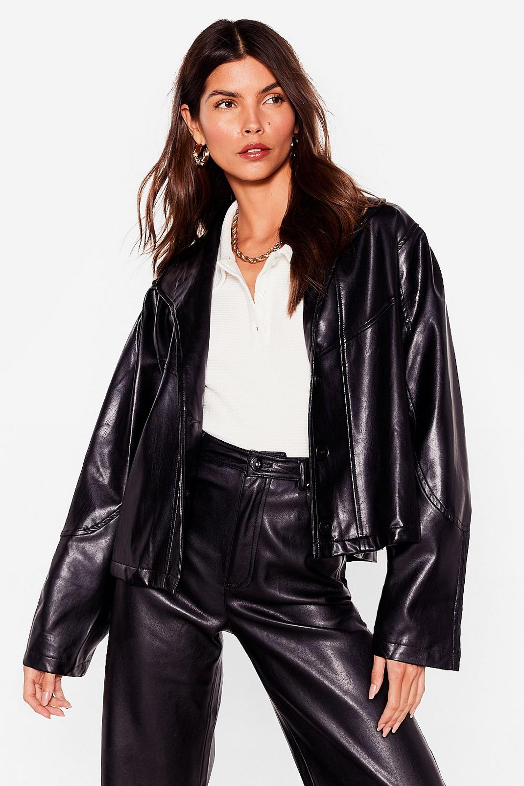 Oversized Faux Leather Jacket image number 1