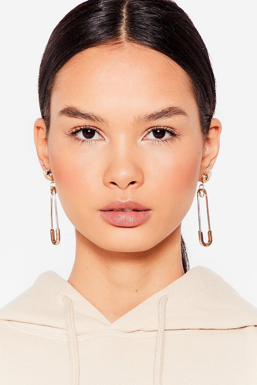 Gold Get It Down On Paperclip Drop Earrings image number 1