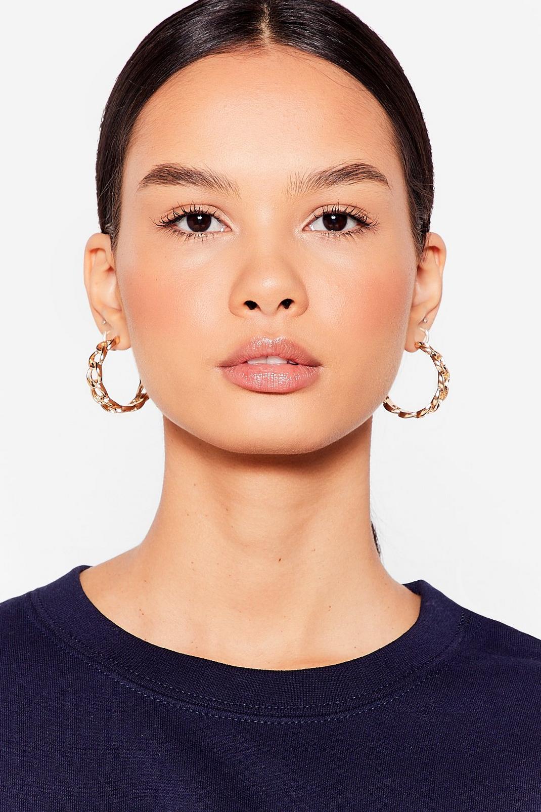 Gold Chain-ges Like the Weather Hoop Earrings image number 1