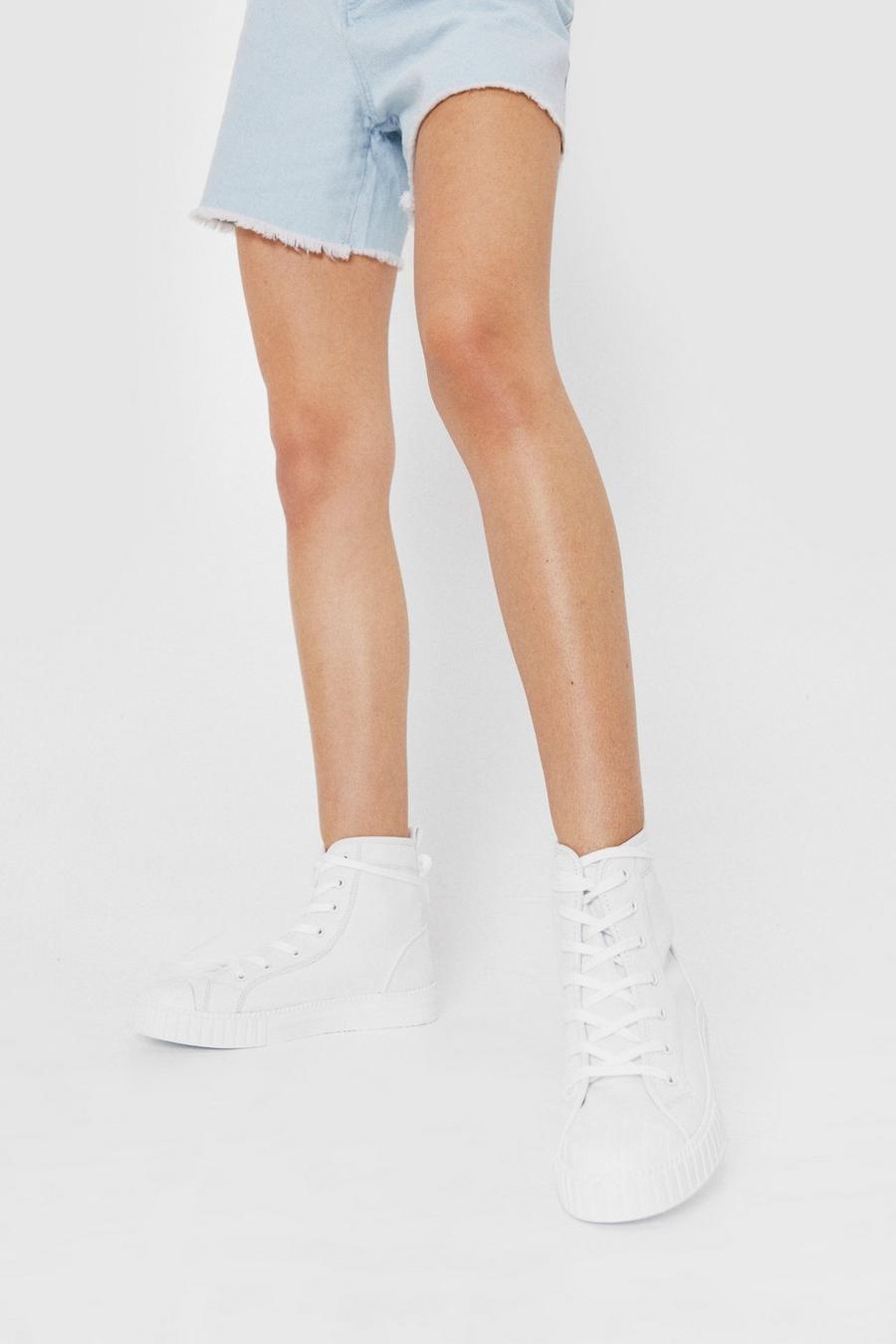 Canvas Contrast Stitch High Top Trainers