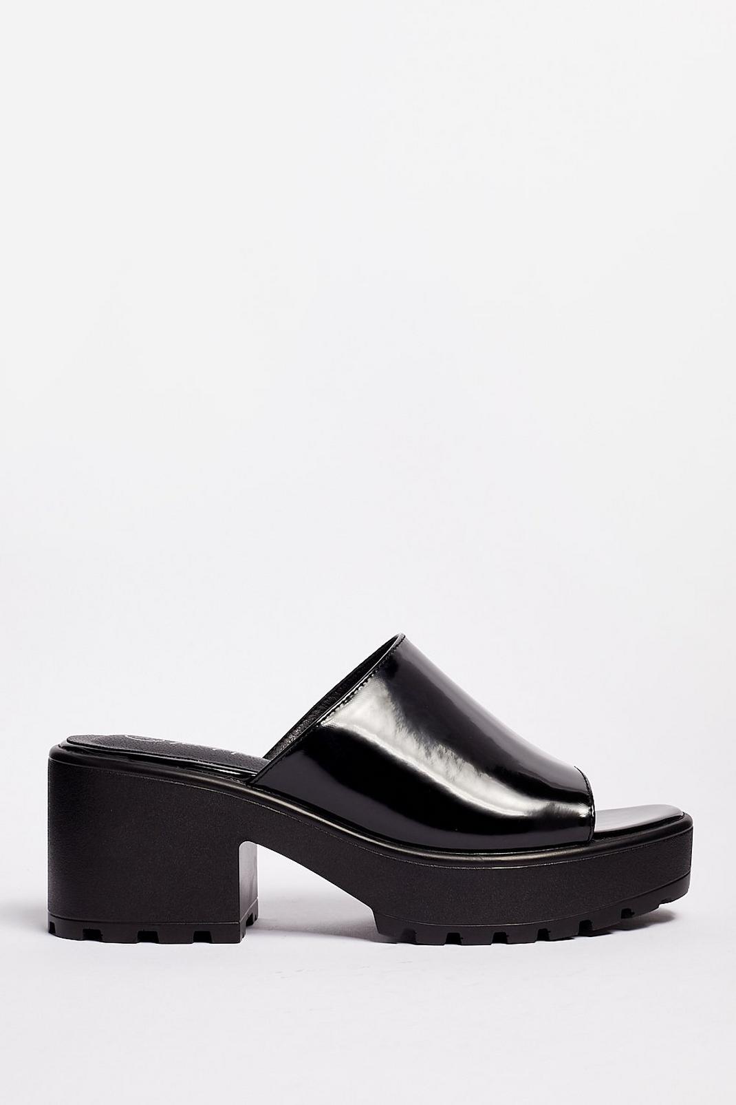 Black Cleated Chunky Open Toe Mules image number 1