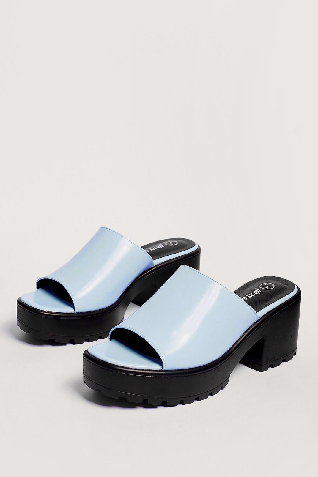 Light blue Cleated Chunky Open Toe Mules image number 1