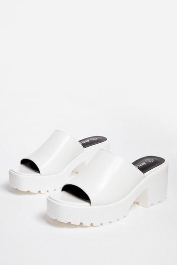 White Let Love Mule Cleated Chunky Mules