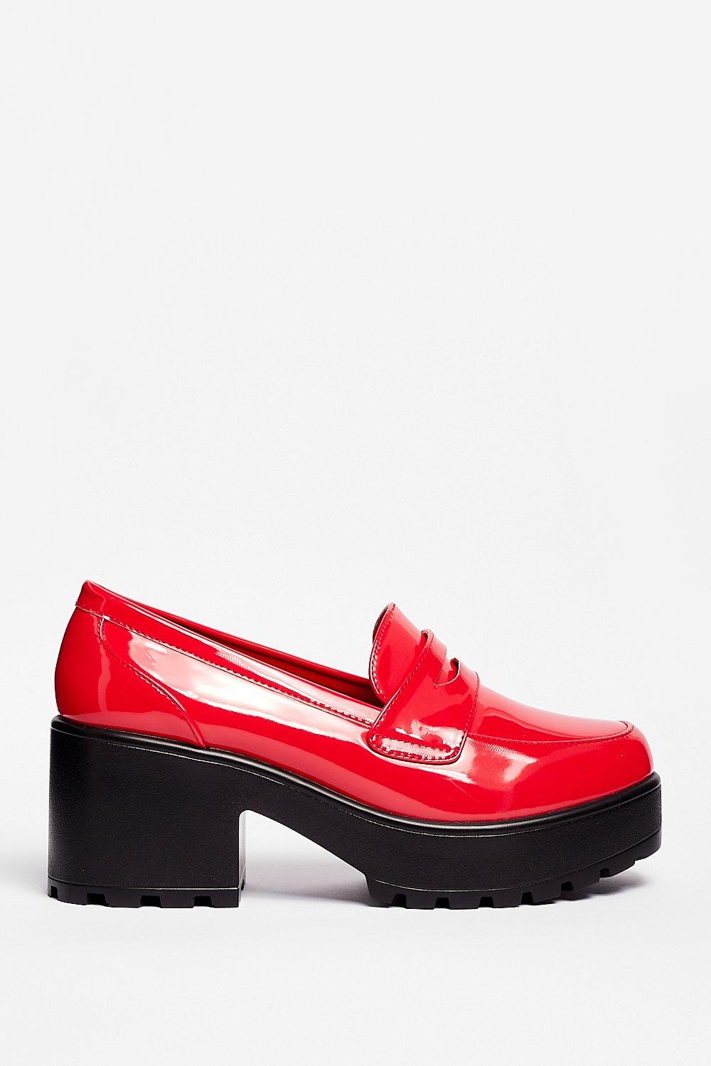 ASOS Design Heeled Boots in Red Patent Faux Leather