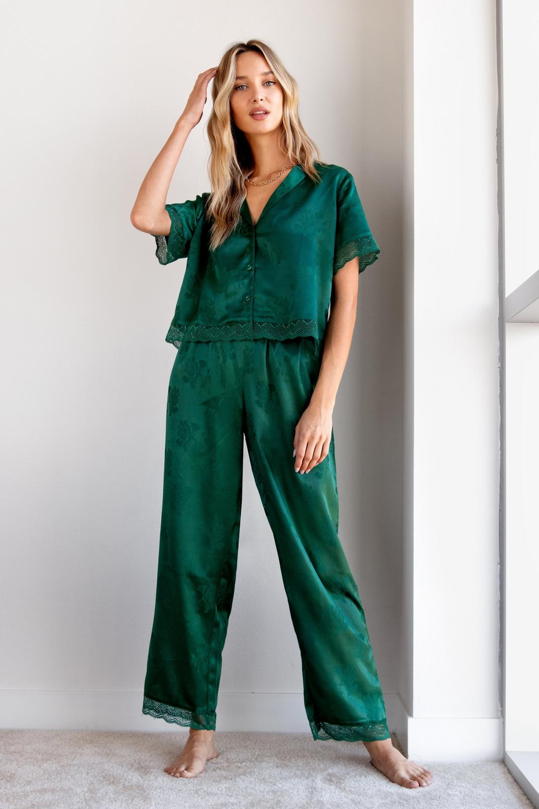 Emerald Let's Grow to Bed Jaquard Pajama Pants Set image number 1