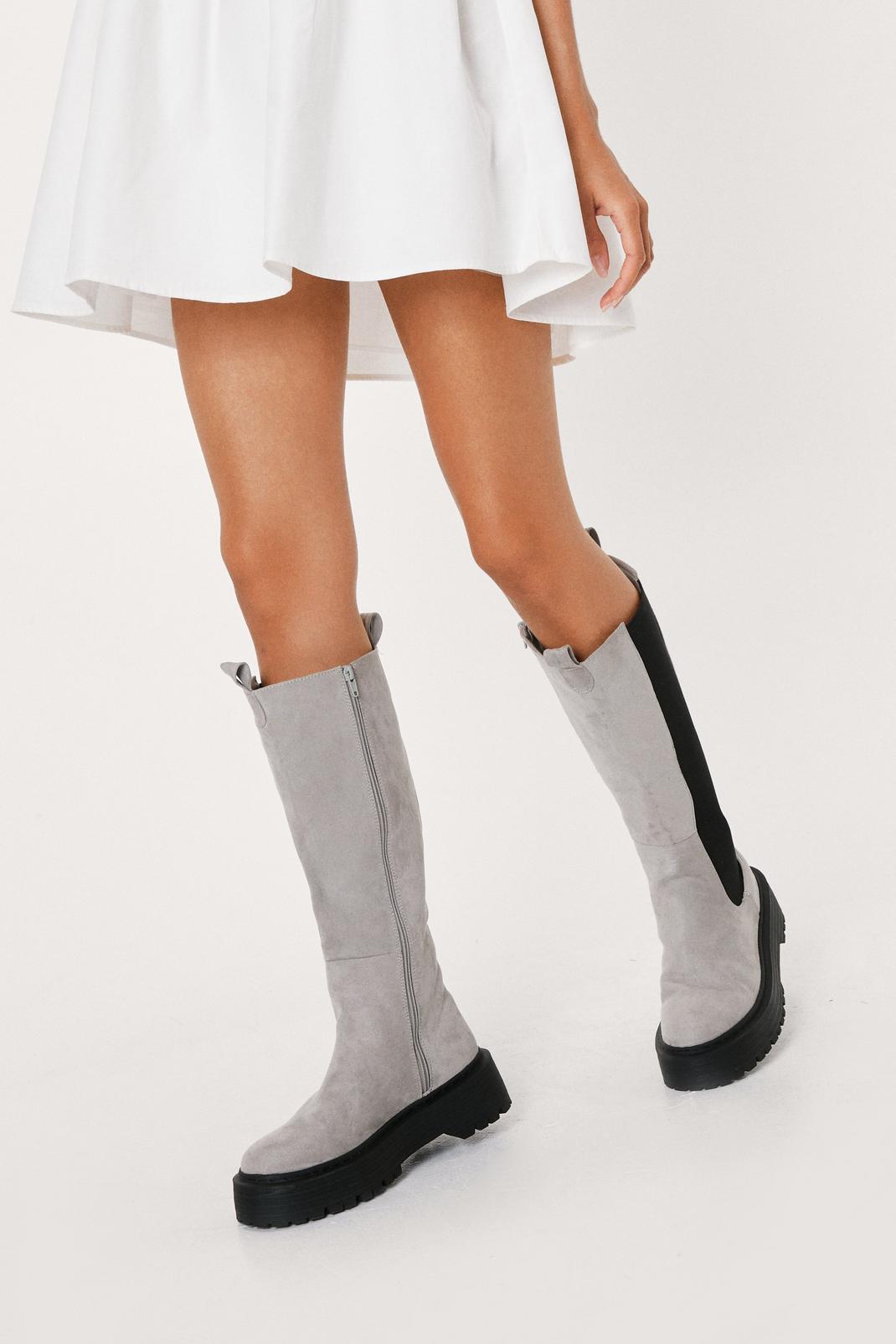 Grey Chelsea It My Way Calf High Wellie Boots image number 1