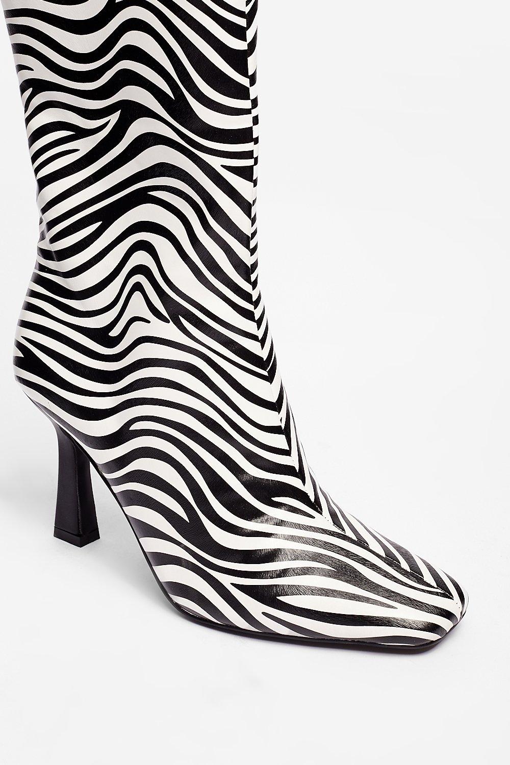 Zebra hot sale leather boots