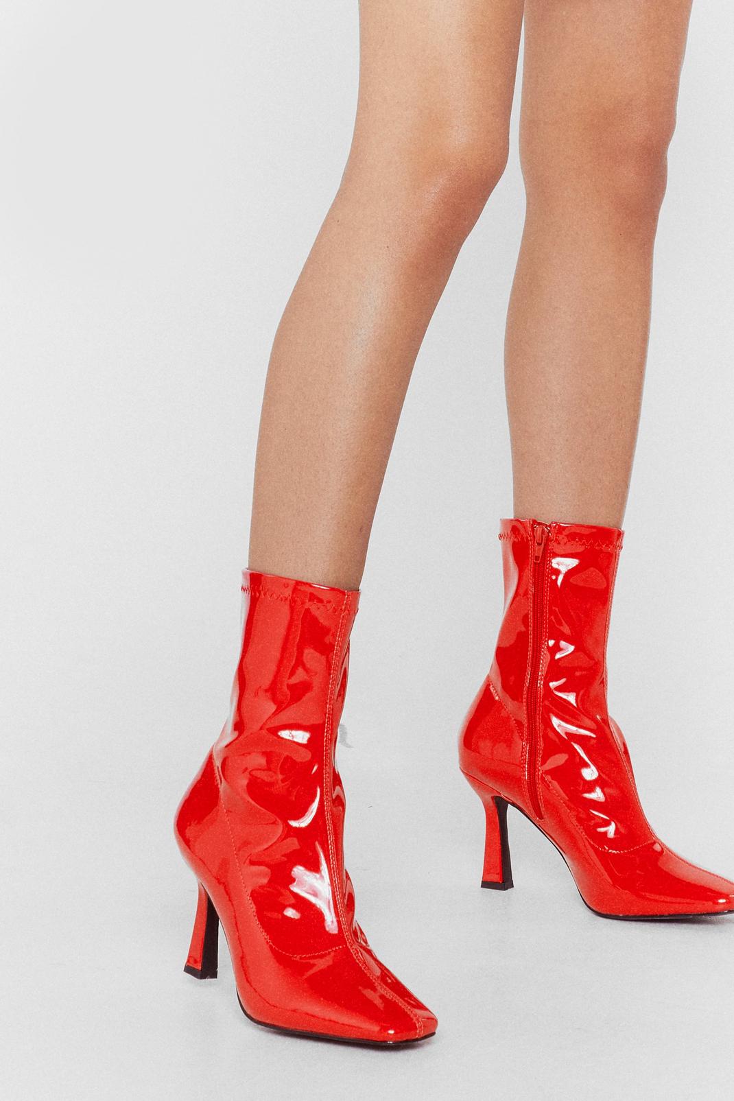 Patent Faux Leather Stiletto Sock Boots | Nasty Gal