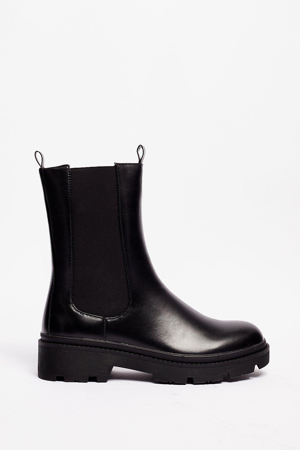 It s Clear to Chelsea High Ankle Cleated Boots Nasty Gal