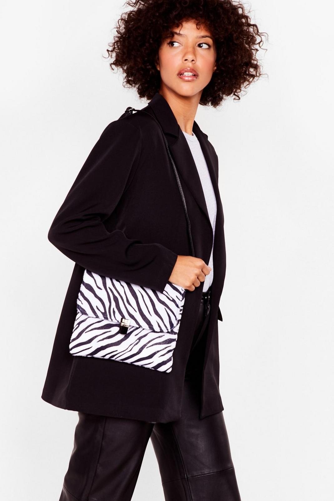 Black WANT Zebra Textured Crossbody Bag image number 1