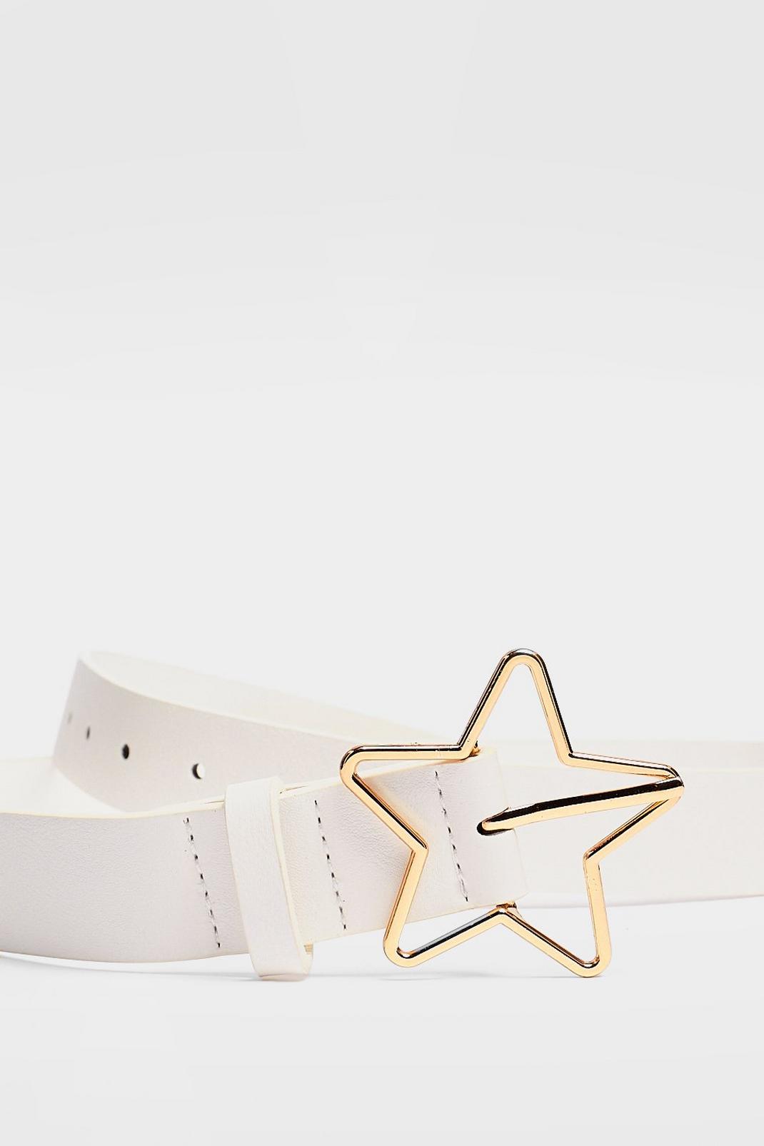 White Star Buckle Faux Leather Belt image number 1