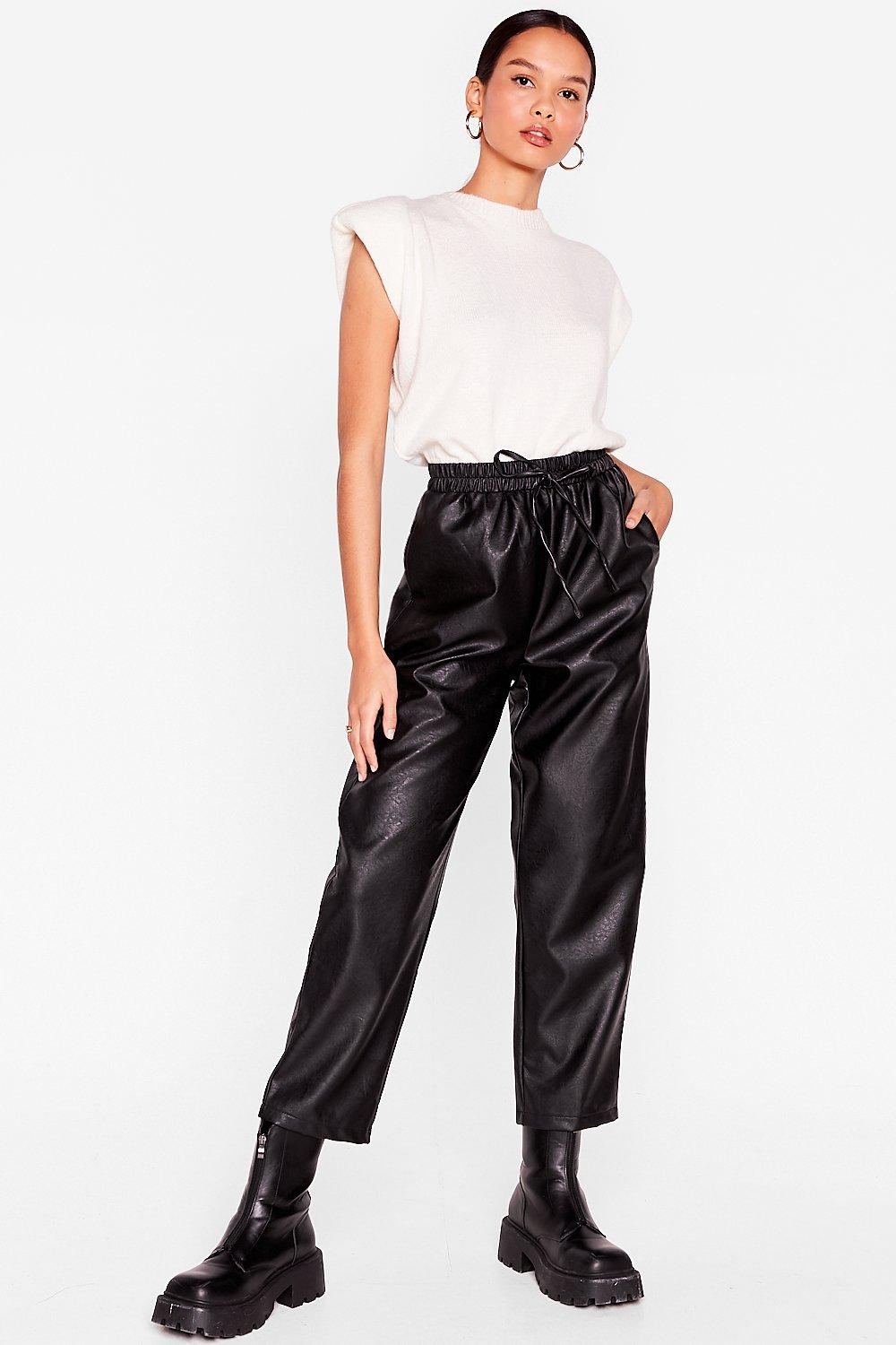 leather jogger pants womens