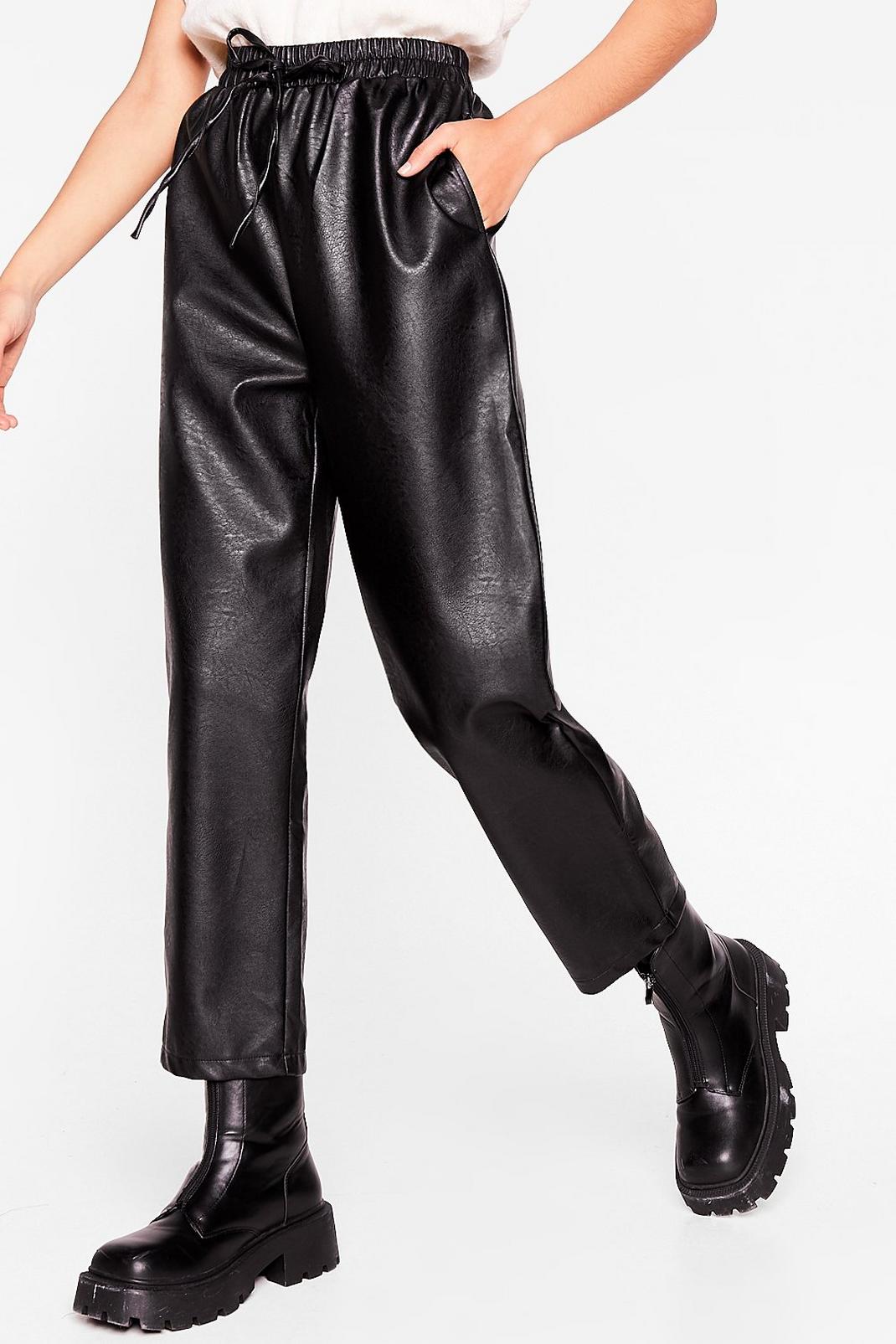 105 Faux Leather Called You Back Relaxed Jogger Pants image number 2