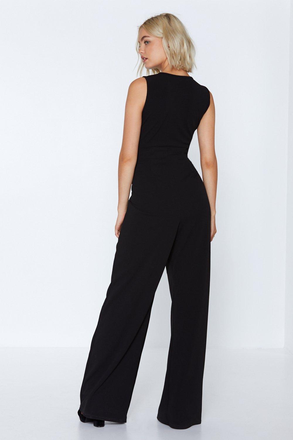 V neck wide leg hot sale jumpsuit