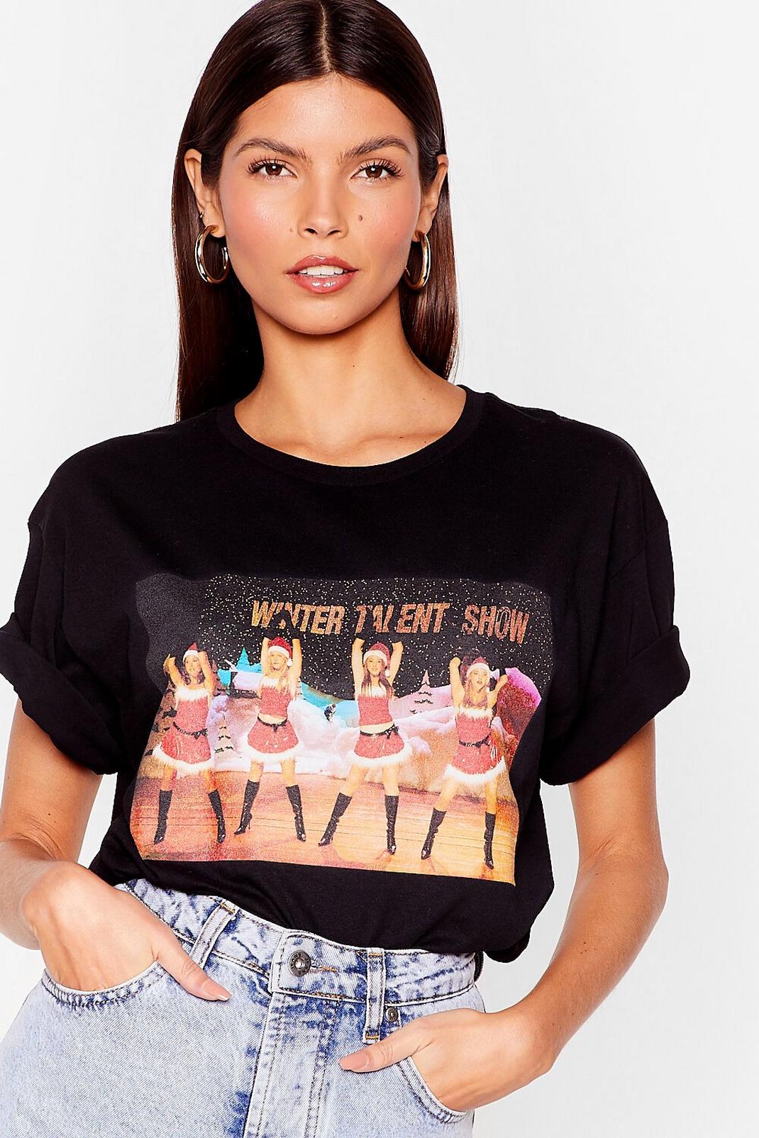 T-shirt de Noël oversize à impression Mean Girls, Black image number 1