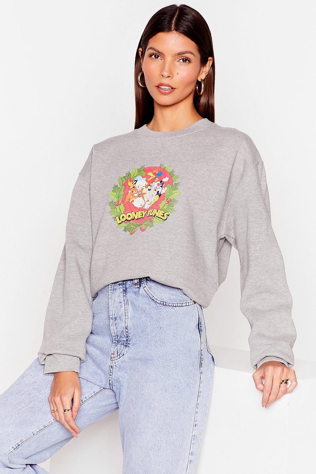 Sweat oversize à impressions Looney Tunes, Grey marl image number 1